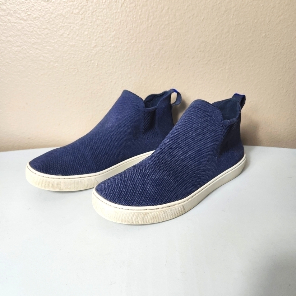 Rothys Womens Chelsea Navy Knit Recycled Textile Sneaker Booties-Size 10.5